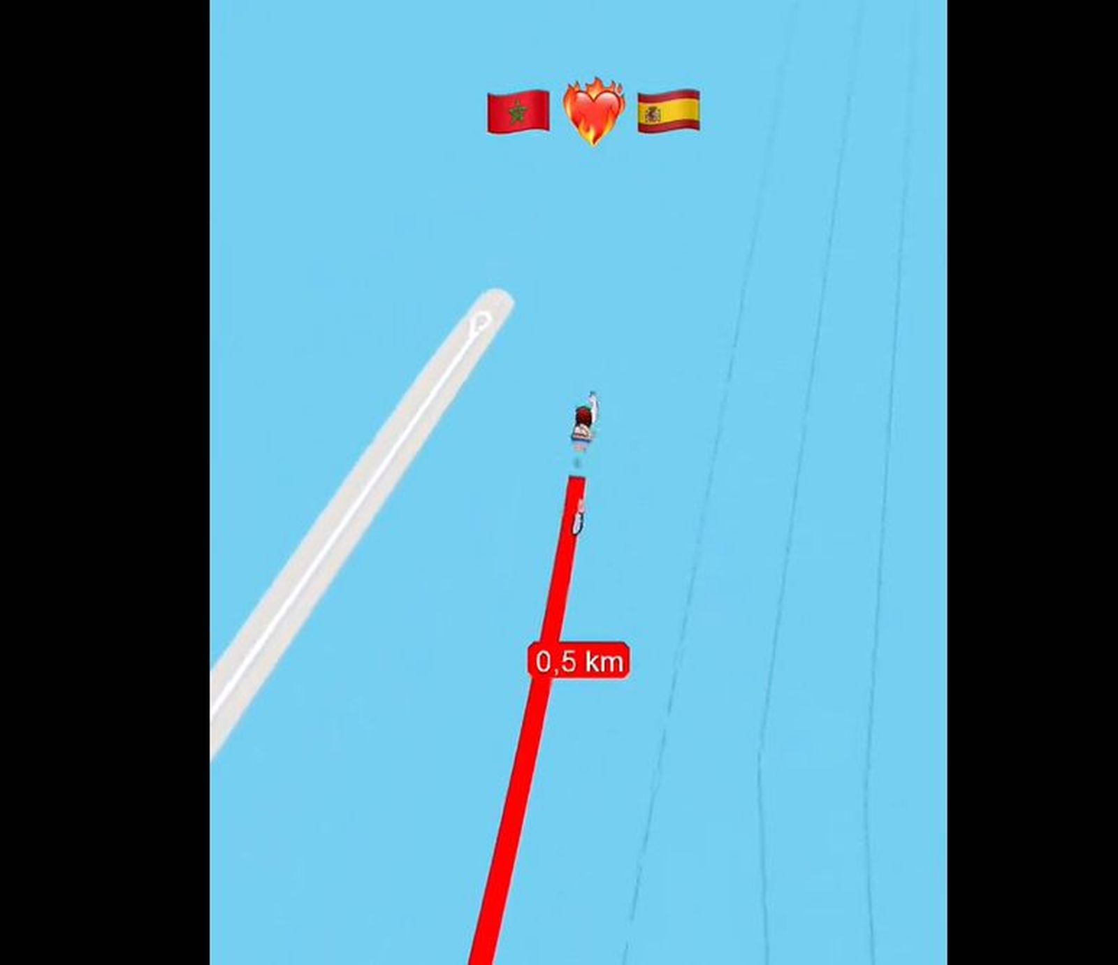 Imagen de RRSS mostrando la distancia a nado entre Marruecos y España. / FOTO RRSS