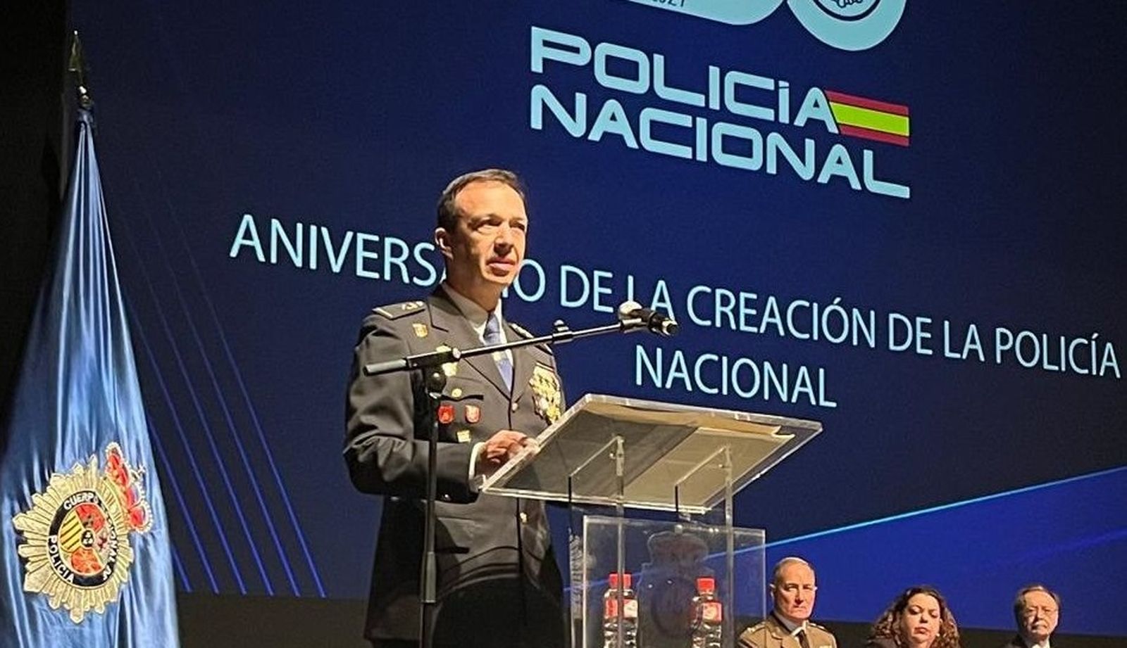 El Jefe Superior de la Policía Nacional, Eloy Roman, durante el aniversario del Cuerpo
