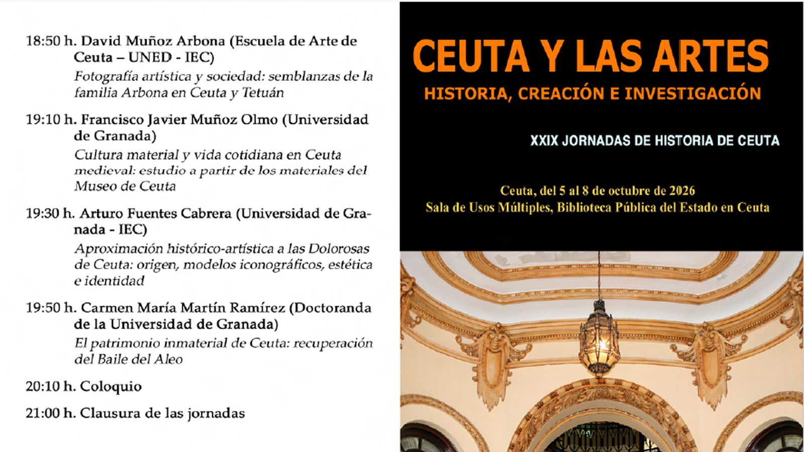 PROGRAMA DE LAS XXIX JORNADAS DE HISTORIA (II)