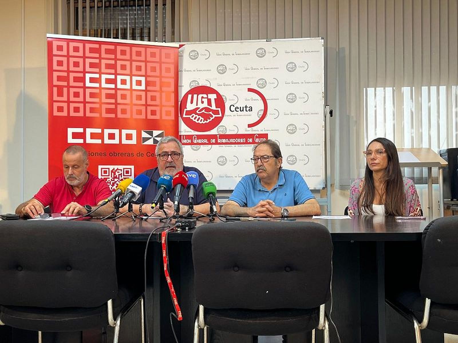 CCOO y UGT durante la rueda de prensa del pasado 24 de septiembre./ FOTO E.P.
