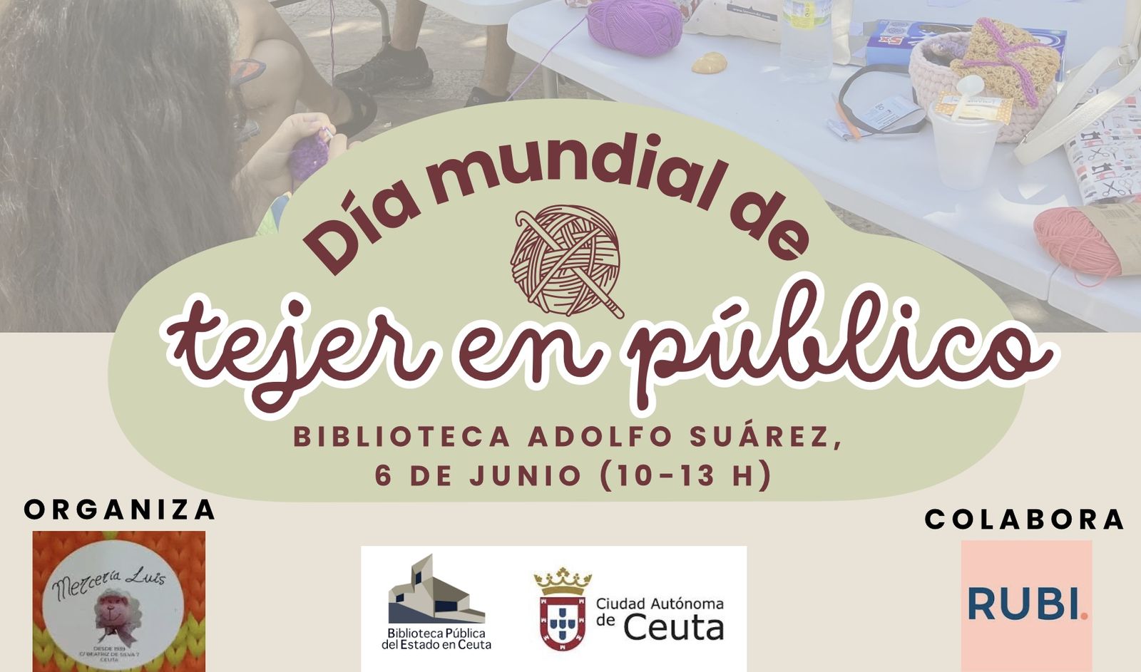 Cartel Día mundial de tejer en público 2026