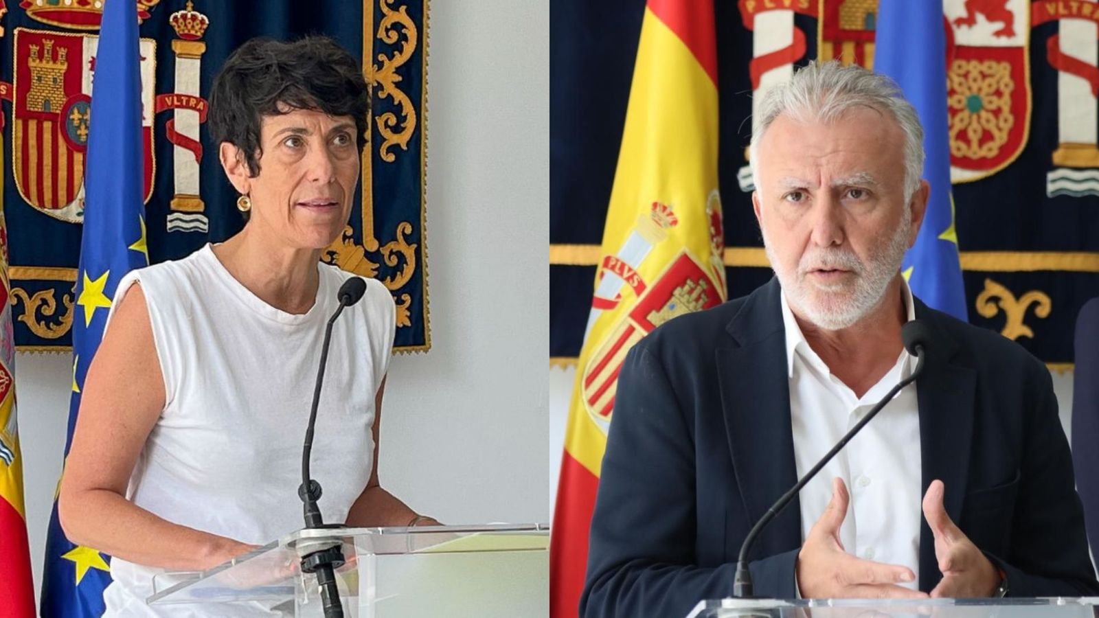 Los ministros de Migraciones, Elma Saiz, y de Política Territorial, Ángel Víctor Torres