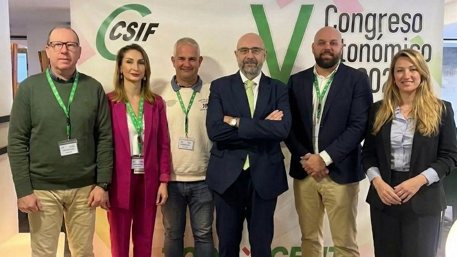 De izq a derecha J.Montero, P. Bernardini, P. Brieba (delegados sindicales), Miguel Borra (Presidente Nacional CSIF) Alejandro Artero ( Presidente Sanidad Ceuta) M.Lazo Delegada sindical