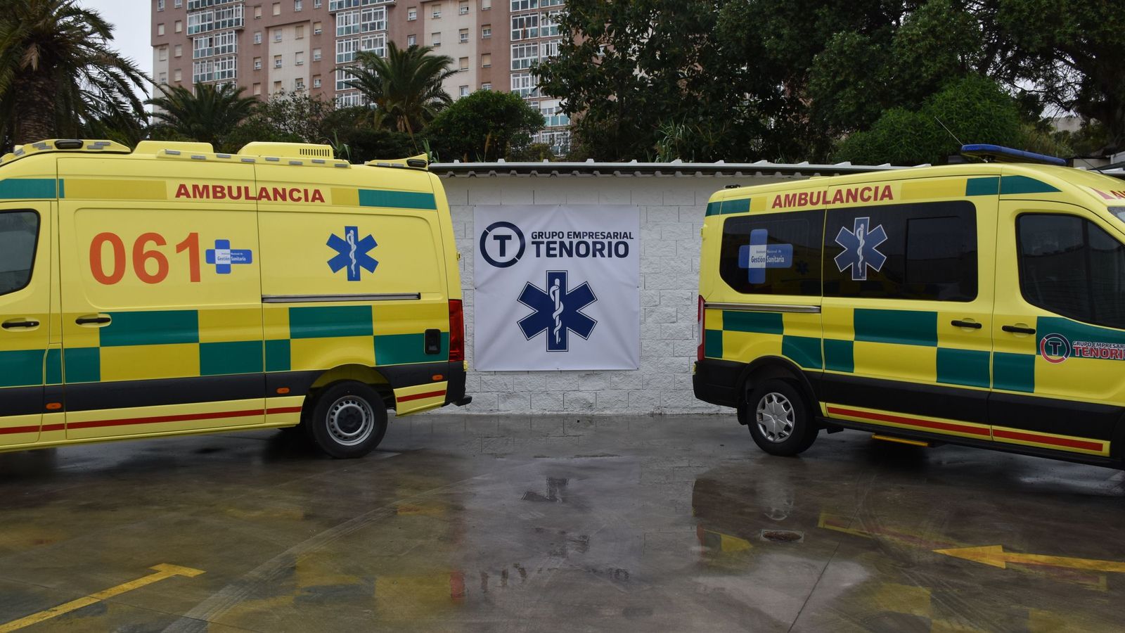 Dos de las nuevas ambulancias adquiridas por Grupo Tenorio para el contrato firmado con INGESA