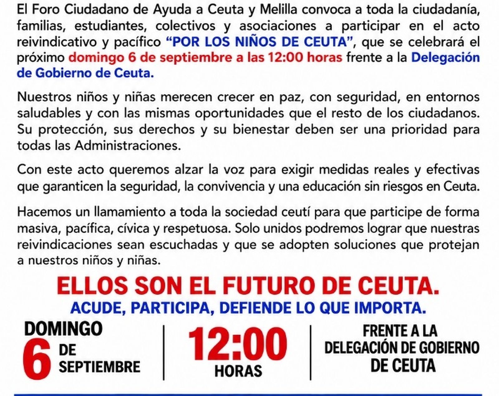 La concentración tendrá lugar este domingo a las 12.00 horas frente a Delegación del Gobierno