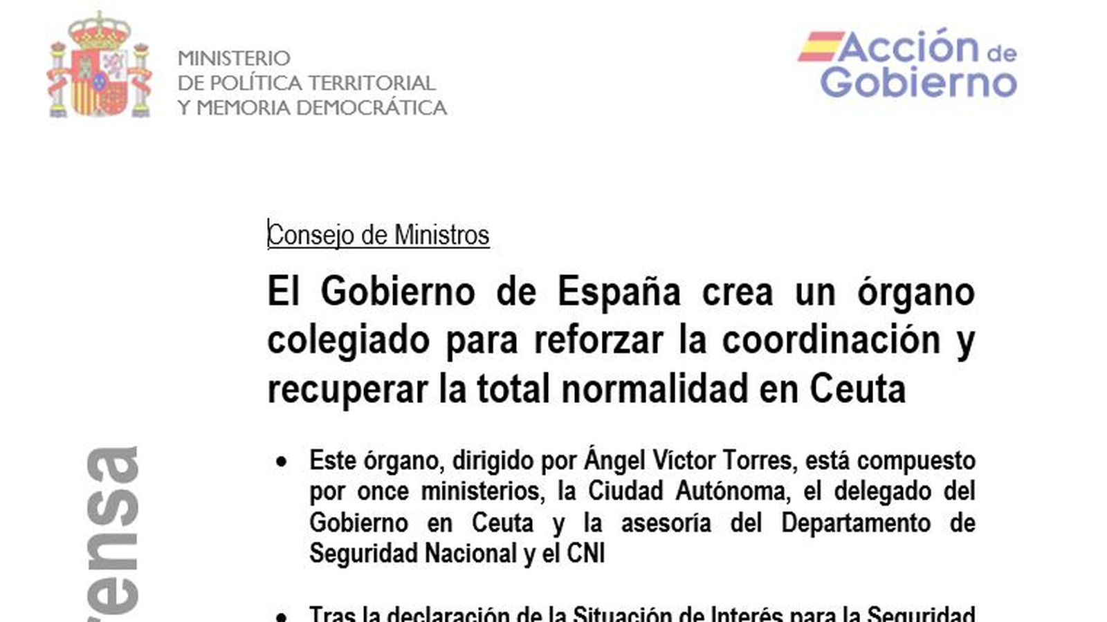 Convocatoria Angel Victor Torres