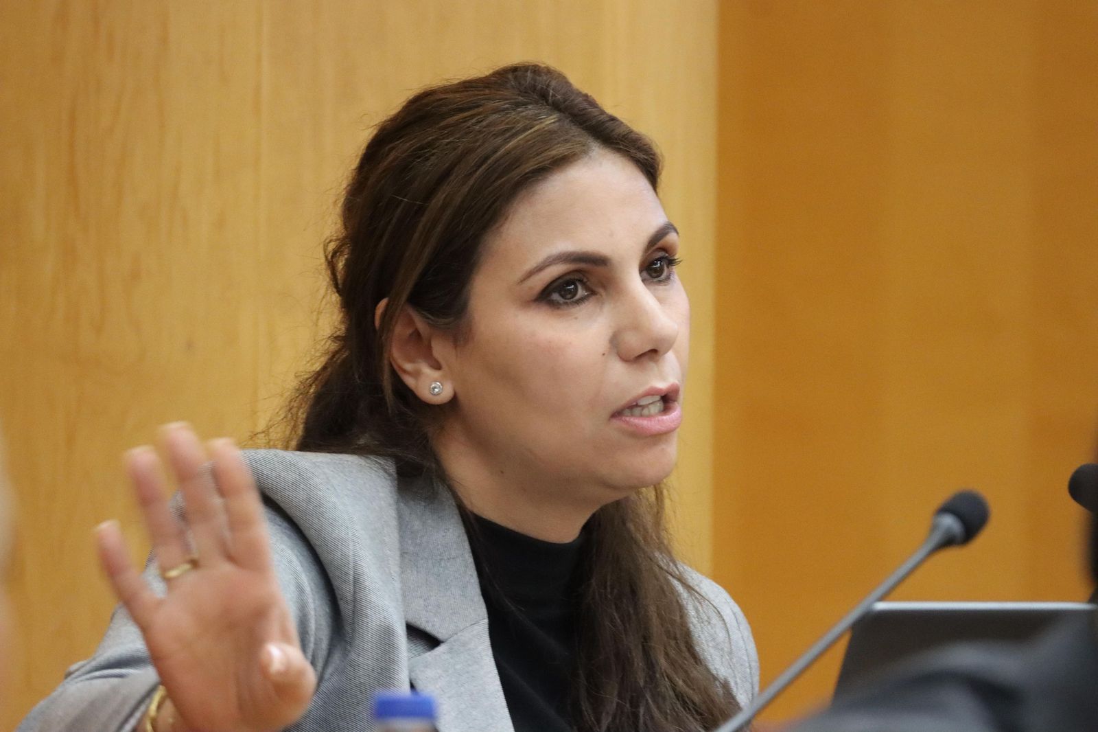 La consejera de Sanidad, Nabila Benzina, durante el pleno