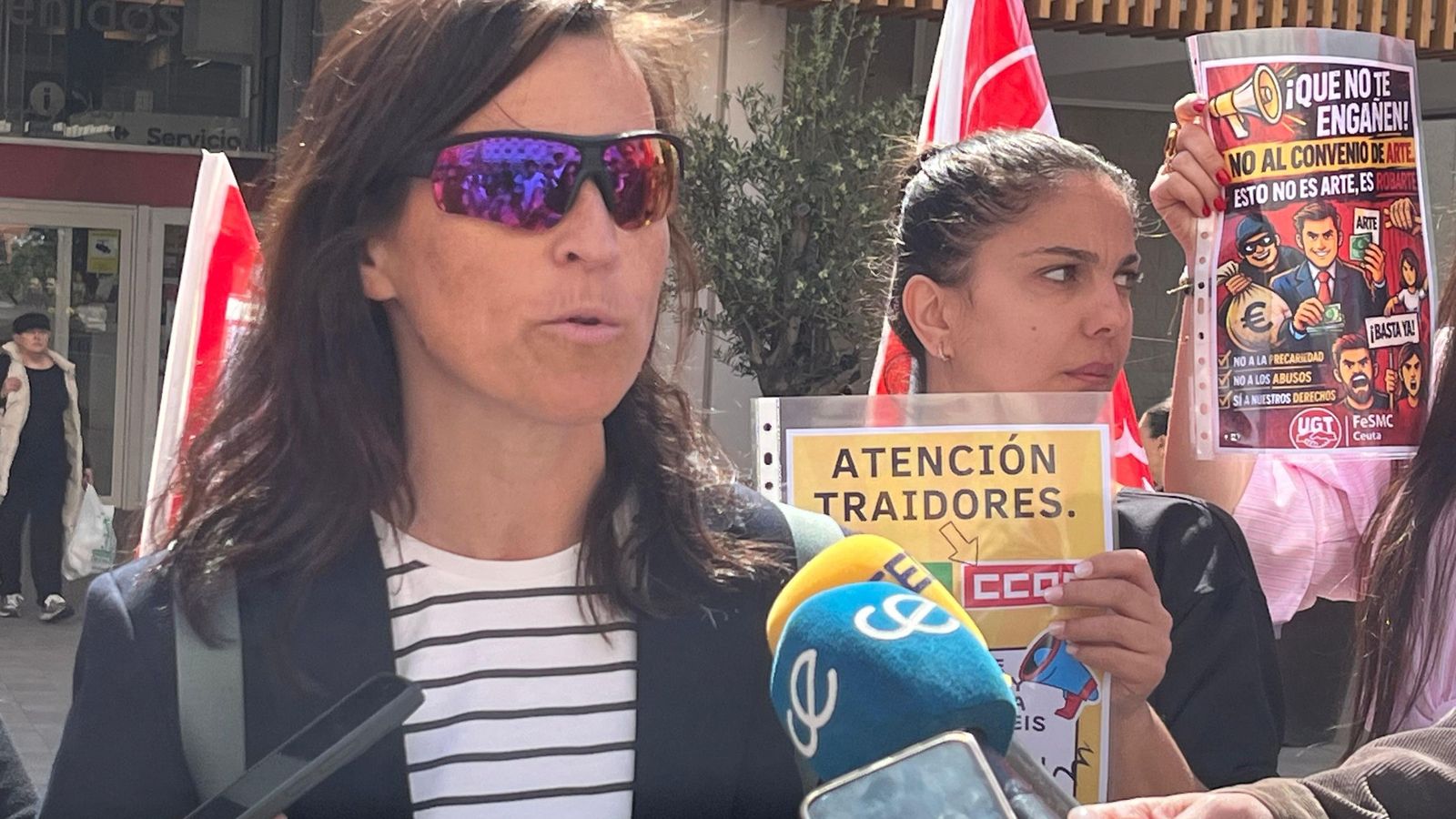 Natividad Benito durante su intervención en nombre de las trabajadoras.