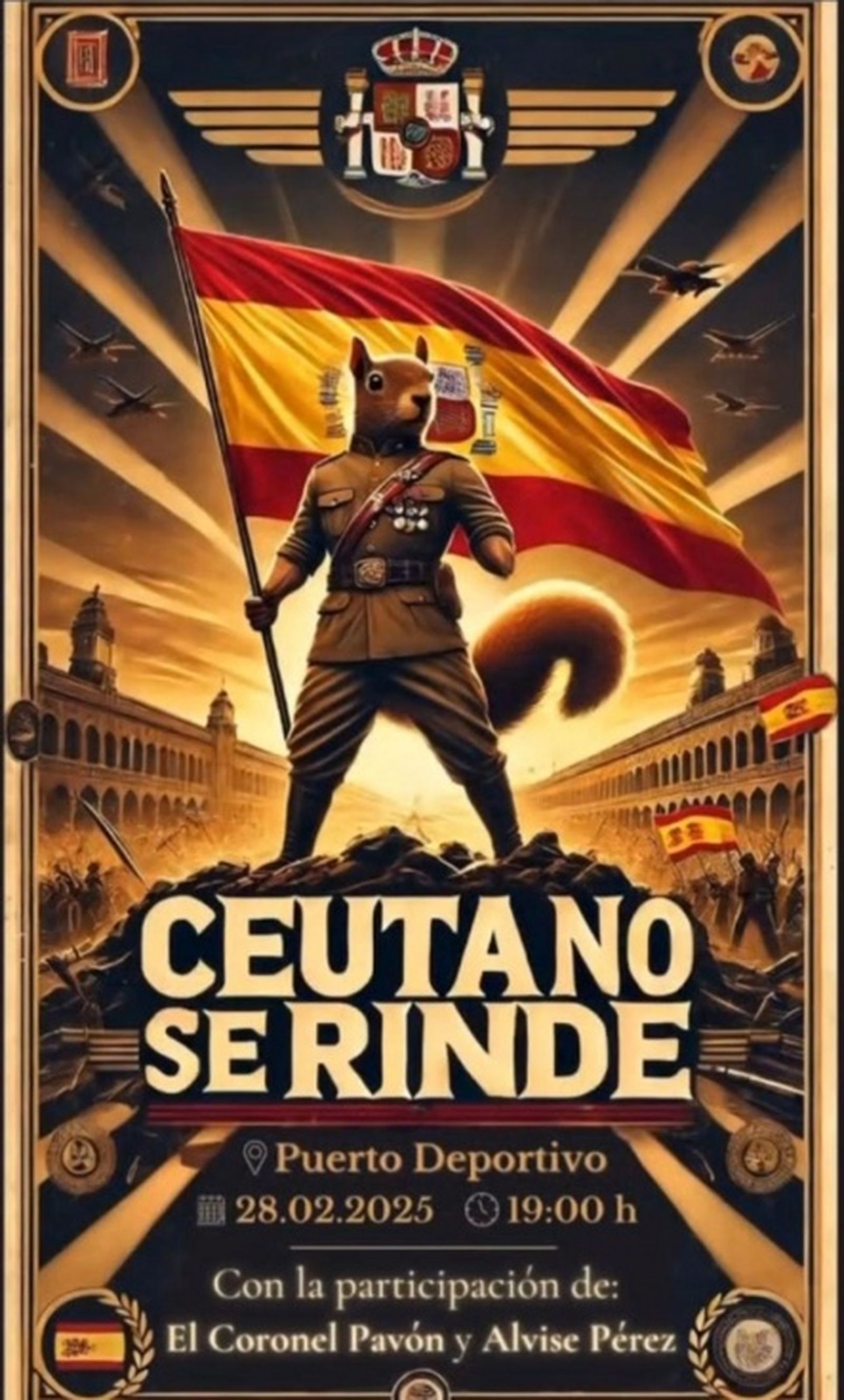 Cartel del acto de Alvise Pérez en Ceuta. / FOTO SALF