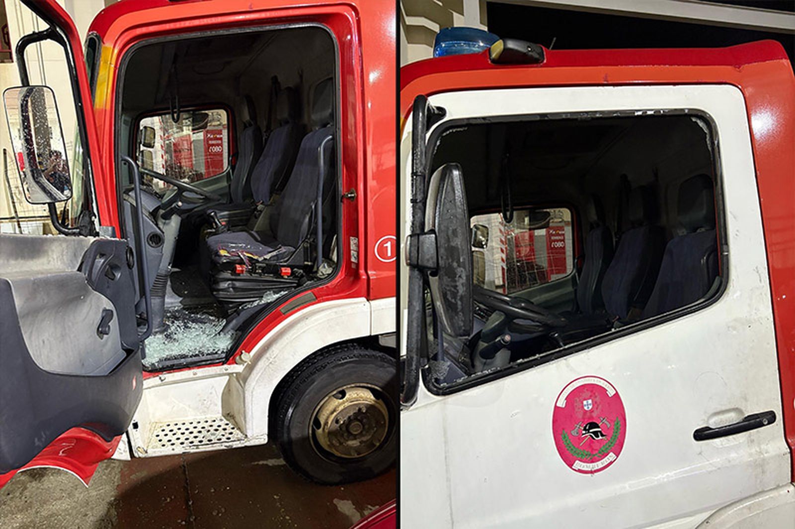 Imágenes del estado del vehículo tras el apedreamiento/FOTOS CEDIDAS