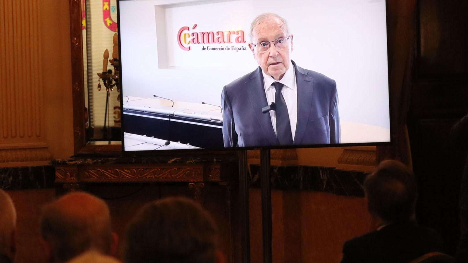 El presidente de la Cámara de Comercio, José Luis Bonet, durante su intervención por videoconferencia