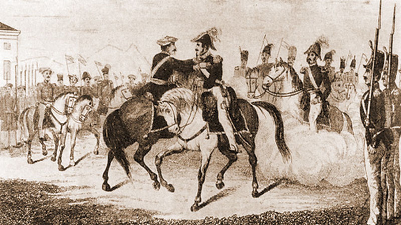 Abrazo de Vergara con el que acababa la Primera Guerra Carlista 1833-1839. / FOTO CEDIDA