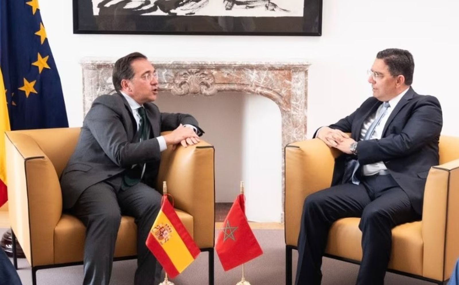 Albares durante la reciente reunión que ha mantenido con el ministro de Exteriores de Marruecos