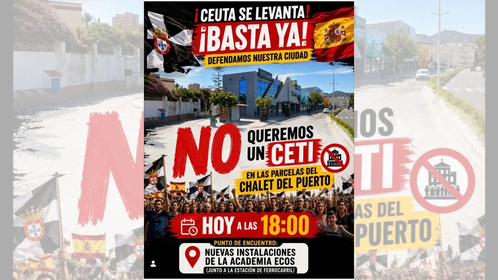 Cartel de la manifestación convocada para este jueves a las 18:00 contra el uso de la parcela del Puerto para acoger migrantes