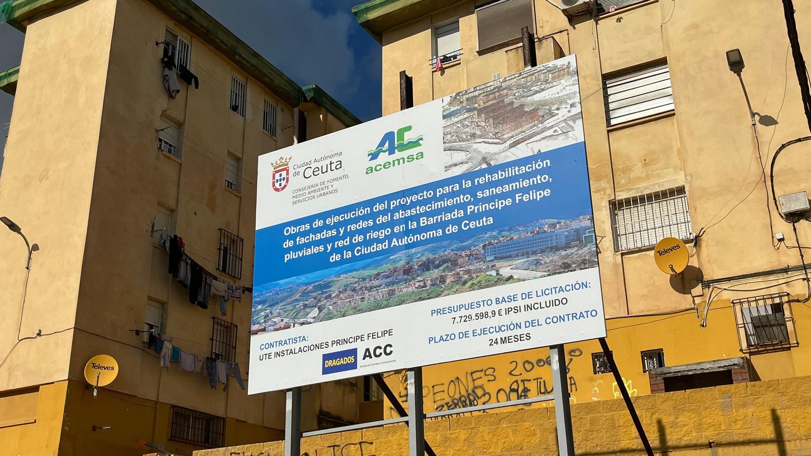 Obras de rehabilitación de las viviendas de la barriada del Príncipe Felipe.