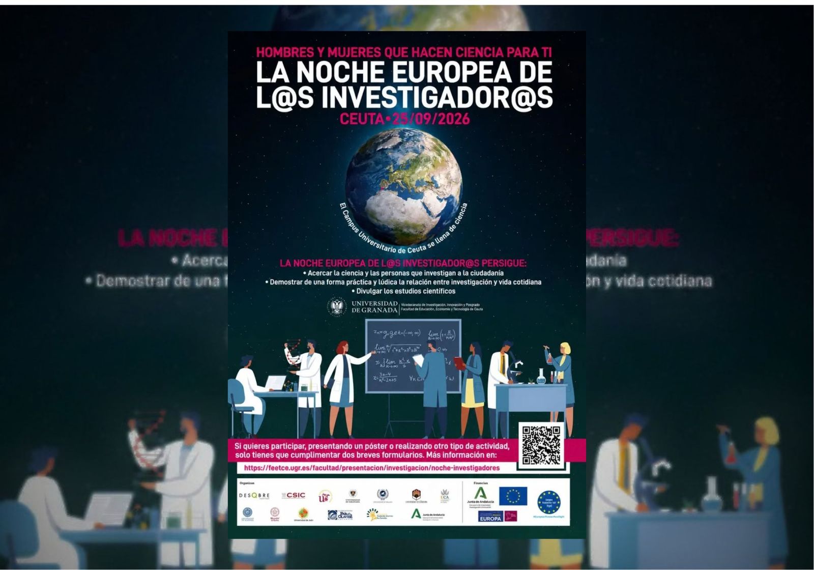Cartel de la Noche Europea de los Investigadores en el Campus de Ceuta