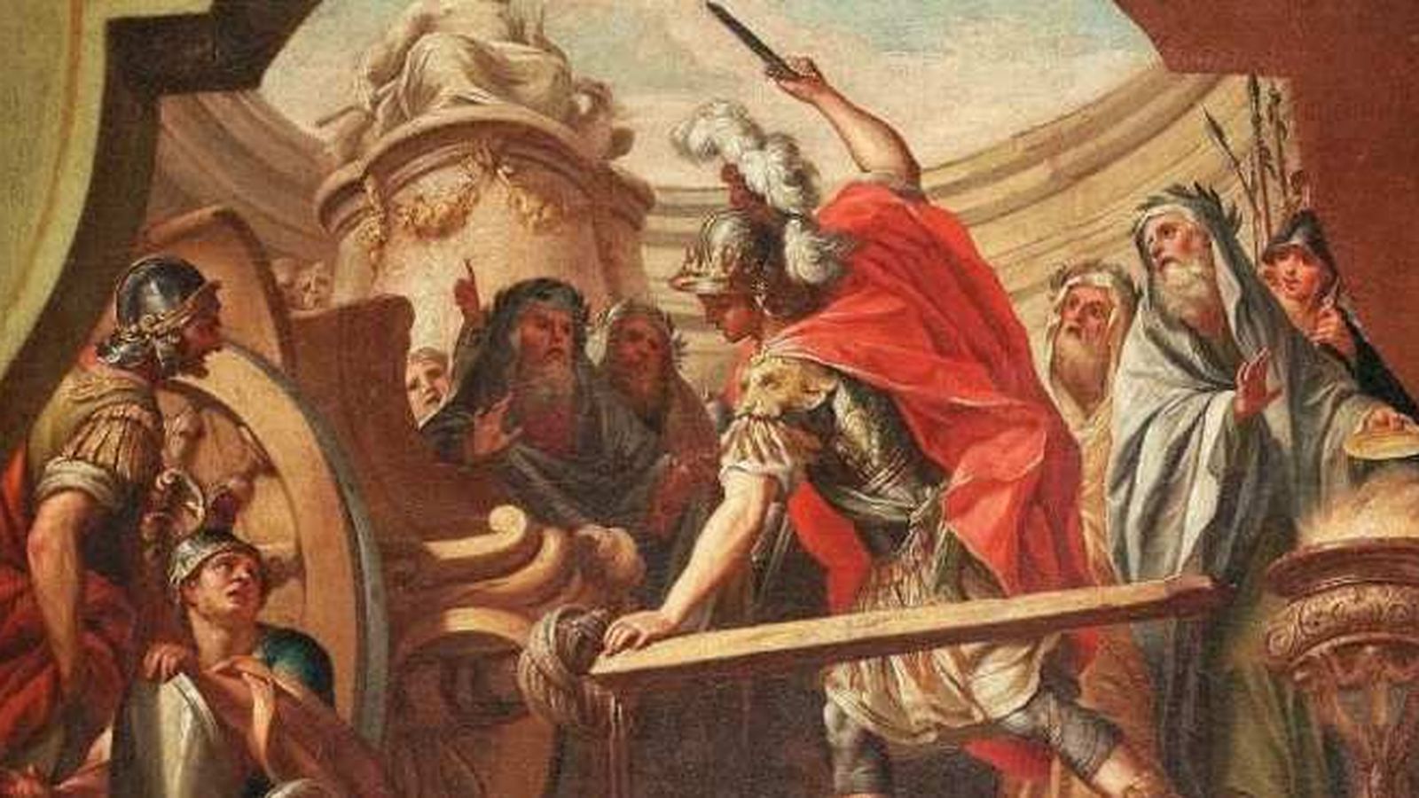 Alejandro Magno cortando el nudo.