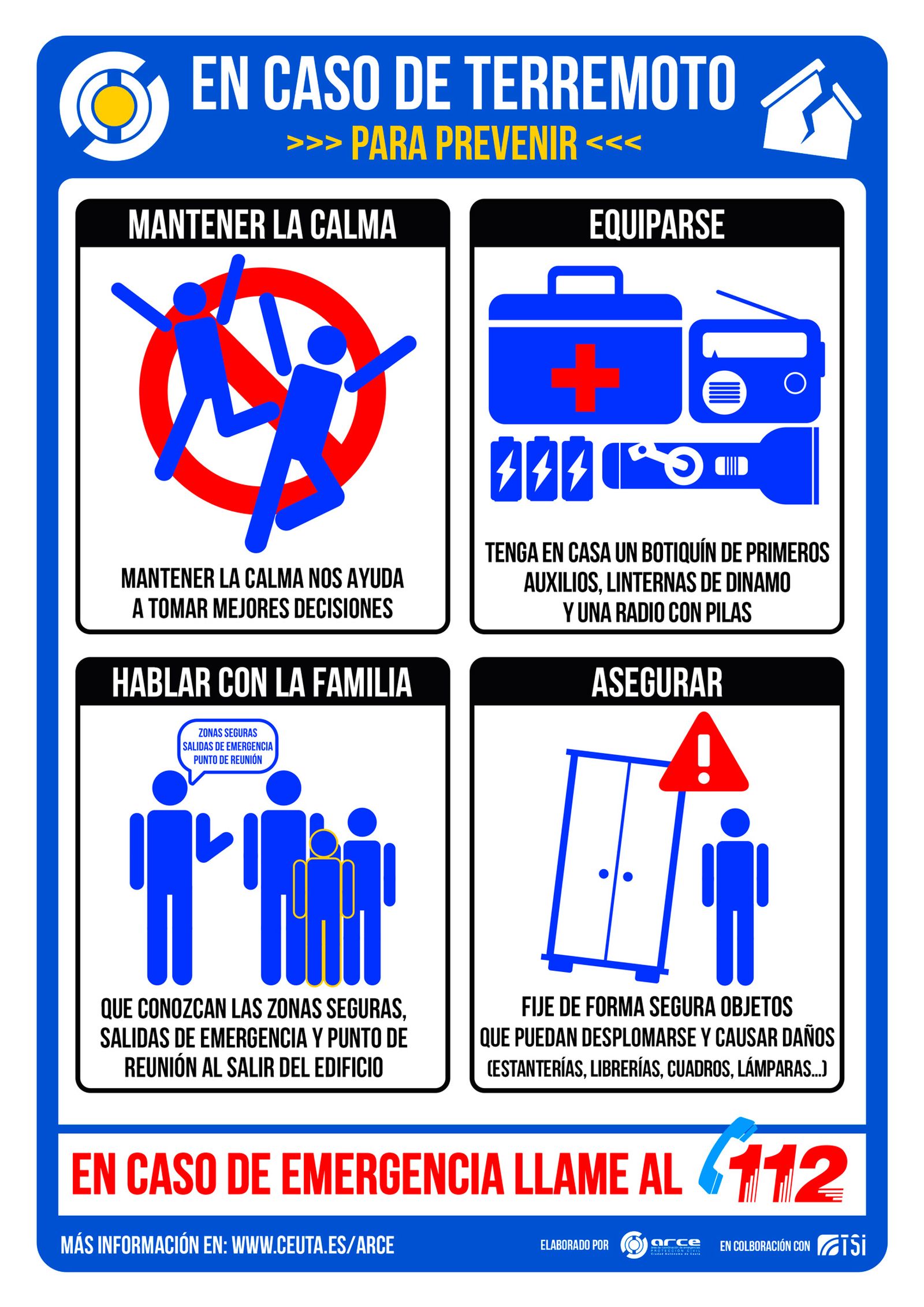 La Consejería de Presidencia y Gobernación da las claves para cómo prevenir en caso de terremoto en Ceuta