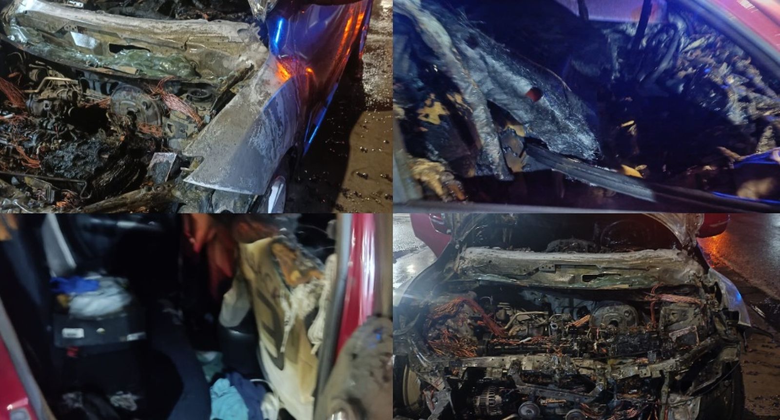 Dos vehículos han quedado completamente calcinados tras el incendio registrado en la madrugada de este viernes en la Avenida Doctor Abdelkrim, frente a Almacenes Mame