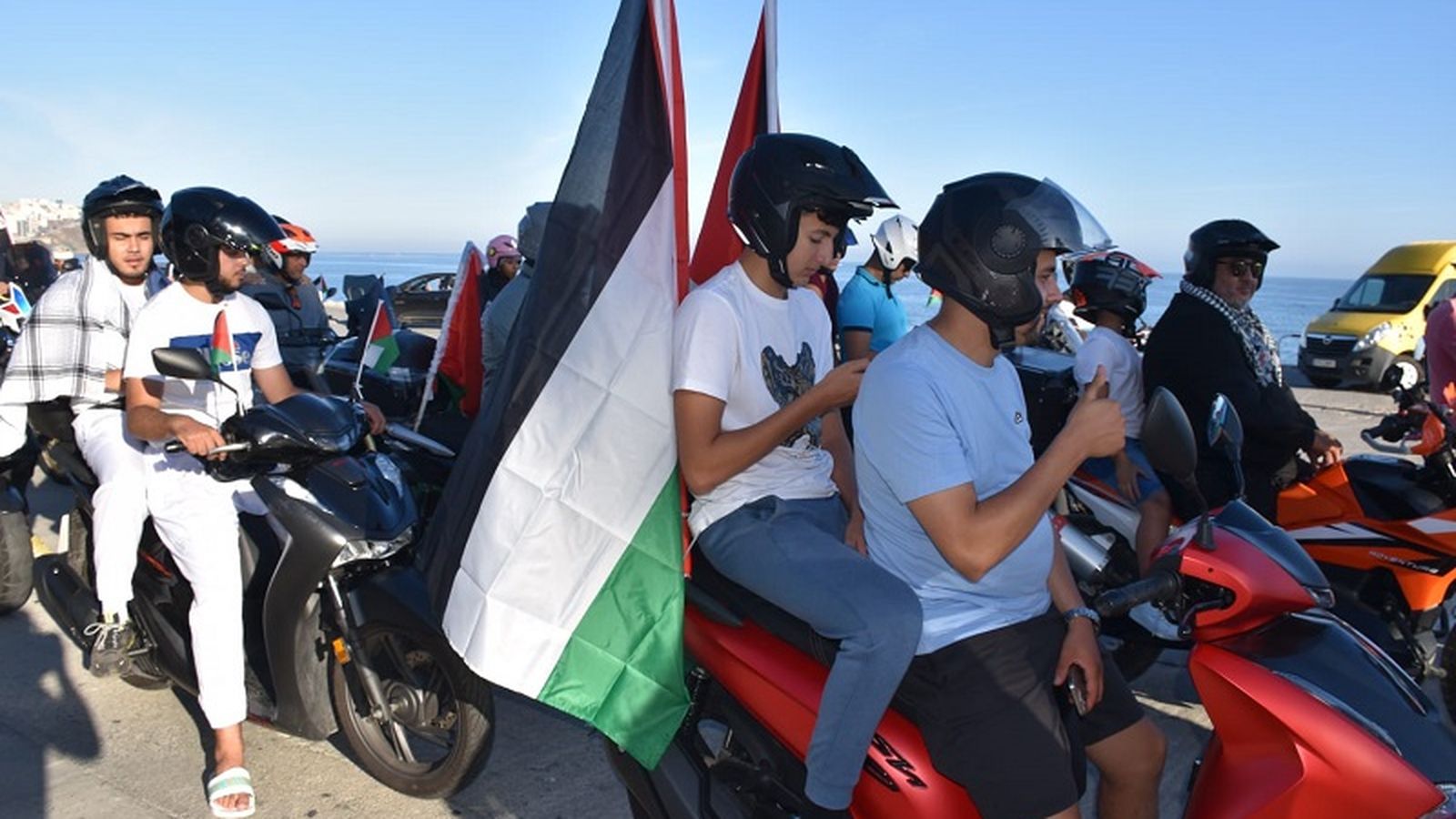 Concentración de moteros por Palestina