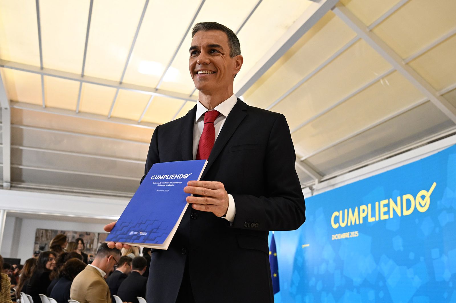 Pedro Sánchez, durante el acto de presentación del documento "Cumpliendo"