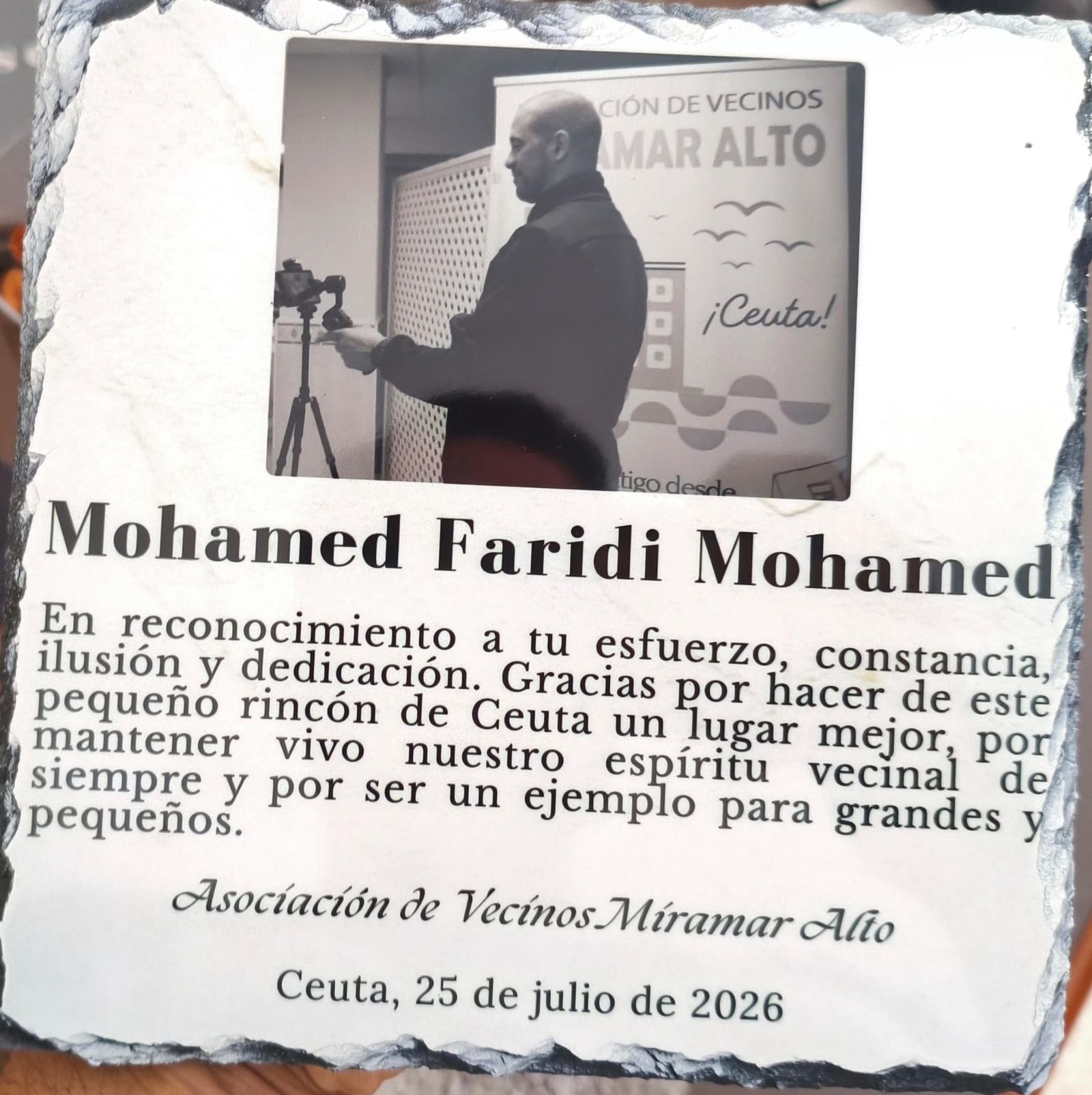 Reconocimiento público a Mohamed Faridi Mohamed