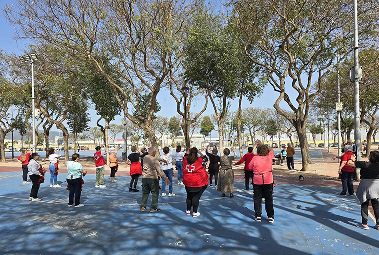Un grupo de personas mayores participa en una actividad organizada por Cruz Roja