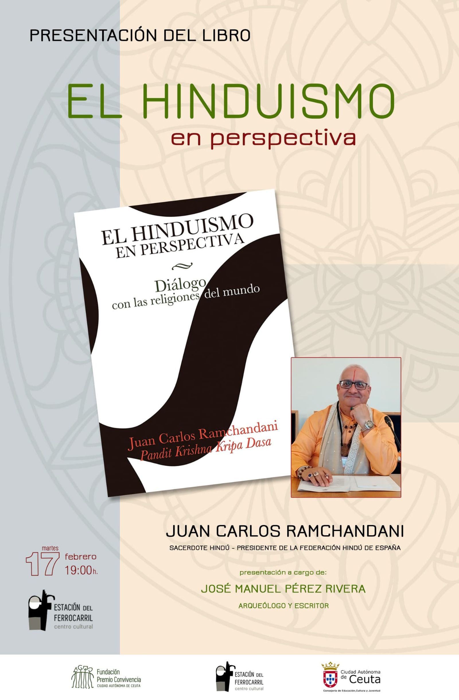 Cartel de la presentación del libro de Juan Carlos Ramchandani sobre el hinduismo