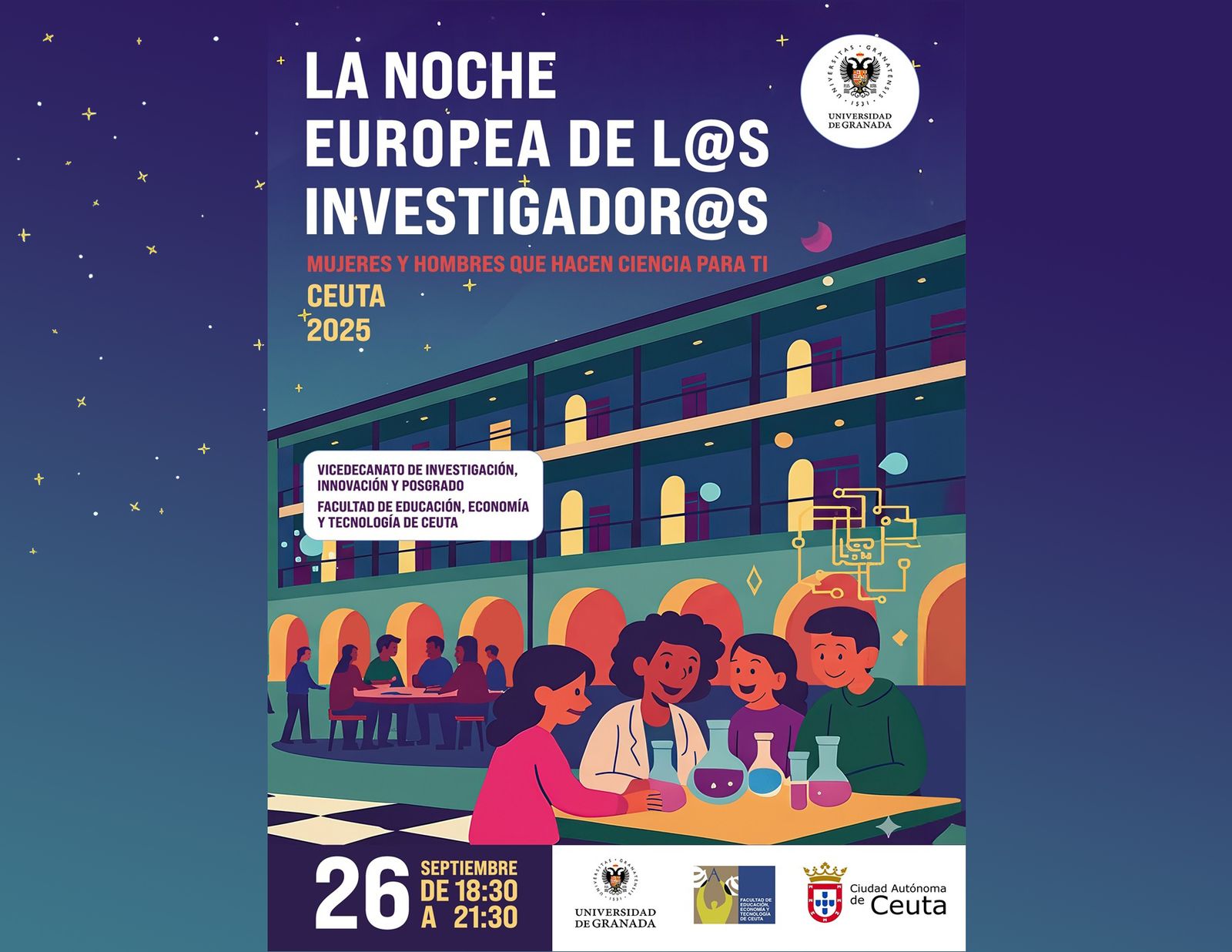 Cartel anunciador de La Noche Europea de  l@s Investigado@s