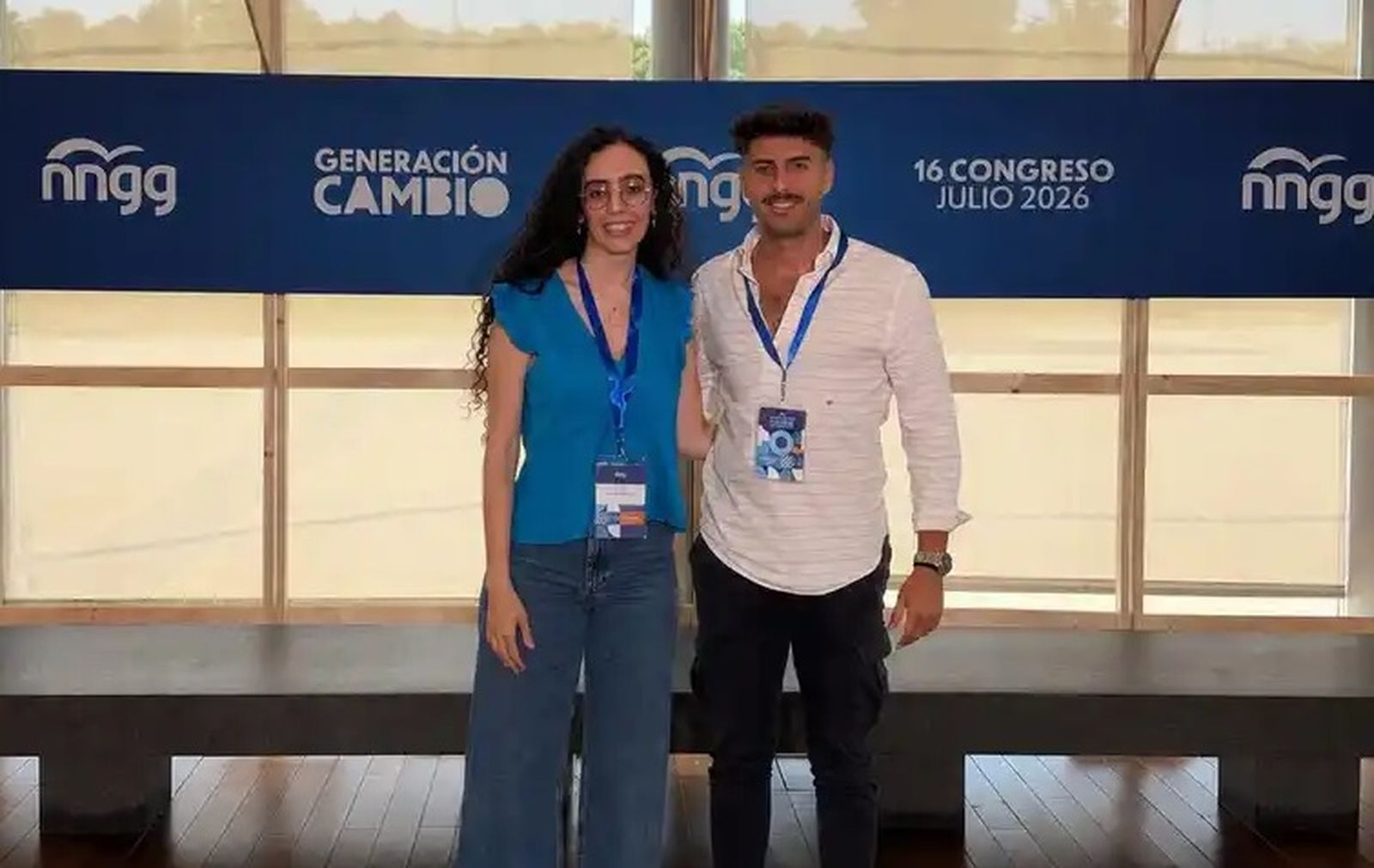 Pelayo Alcaina y Hala Mohamed, en el Congreso de Nuevas Generaciones del PP