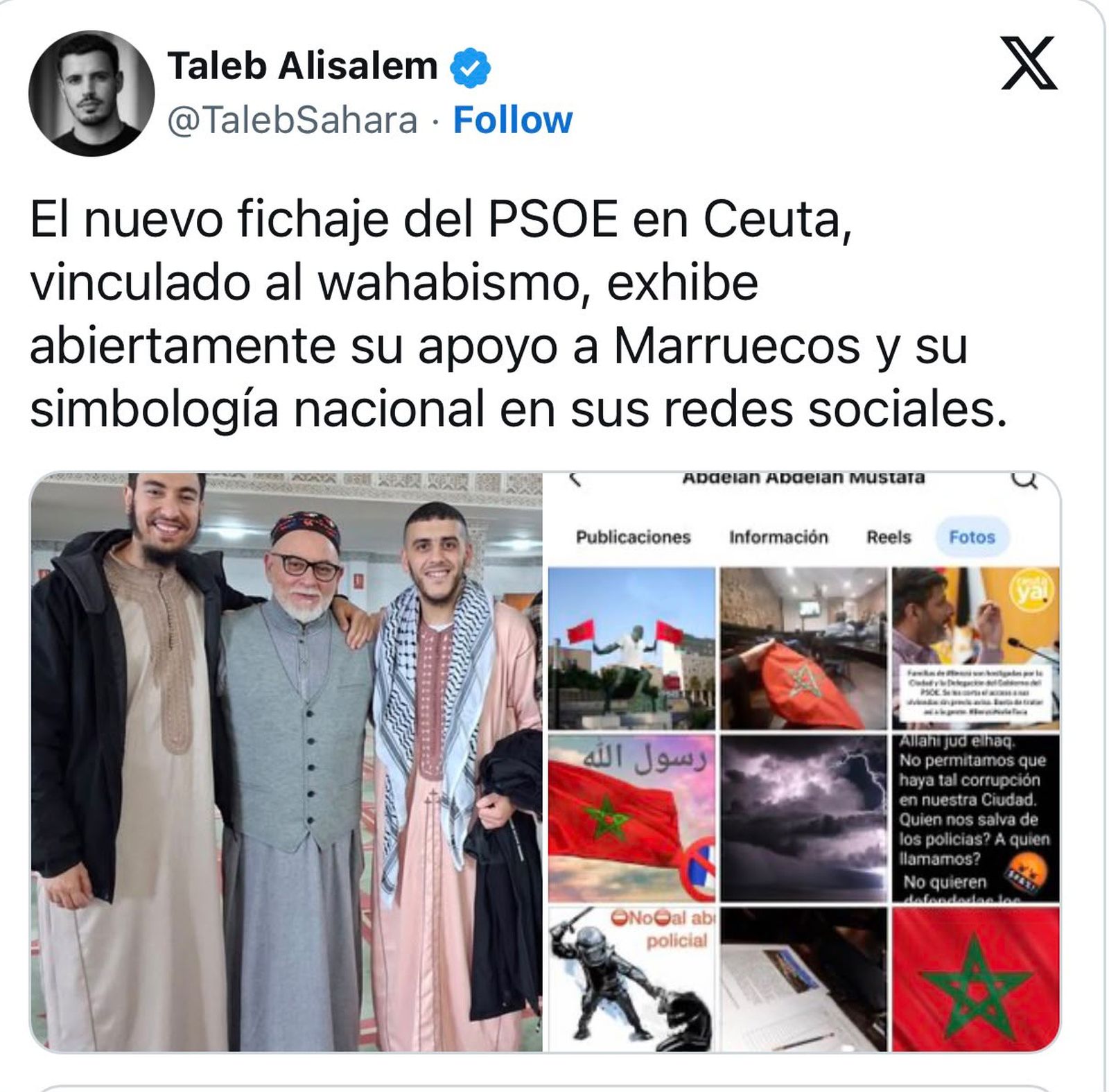 El cuestionamiento de Alisalem se apoya, según sus propias declaraciones, en publicaciones e imágenes difundidas por el candidato en sus redes sociales, que el activista interpreta como muestras de apoyo a Marruecos