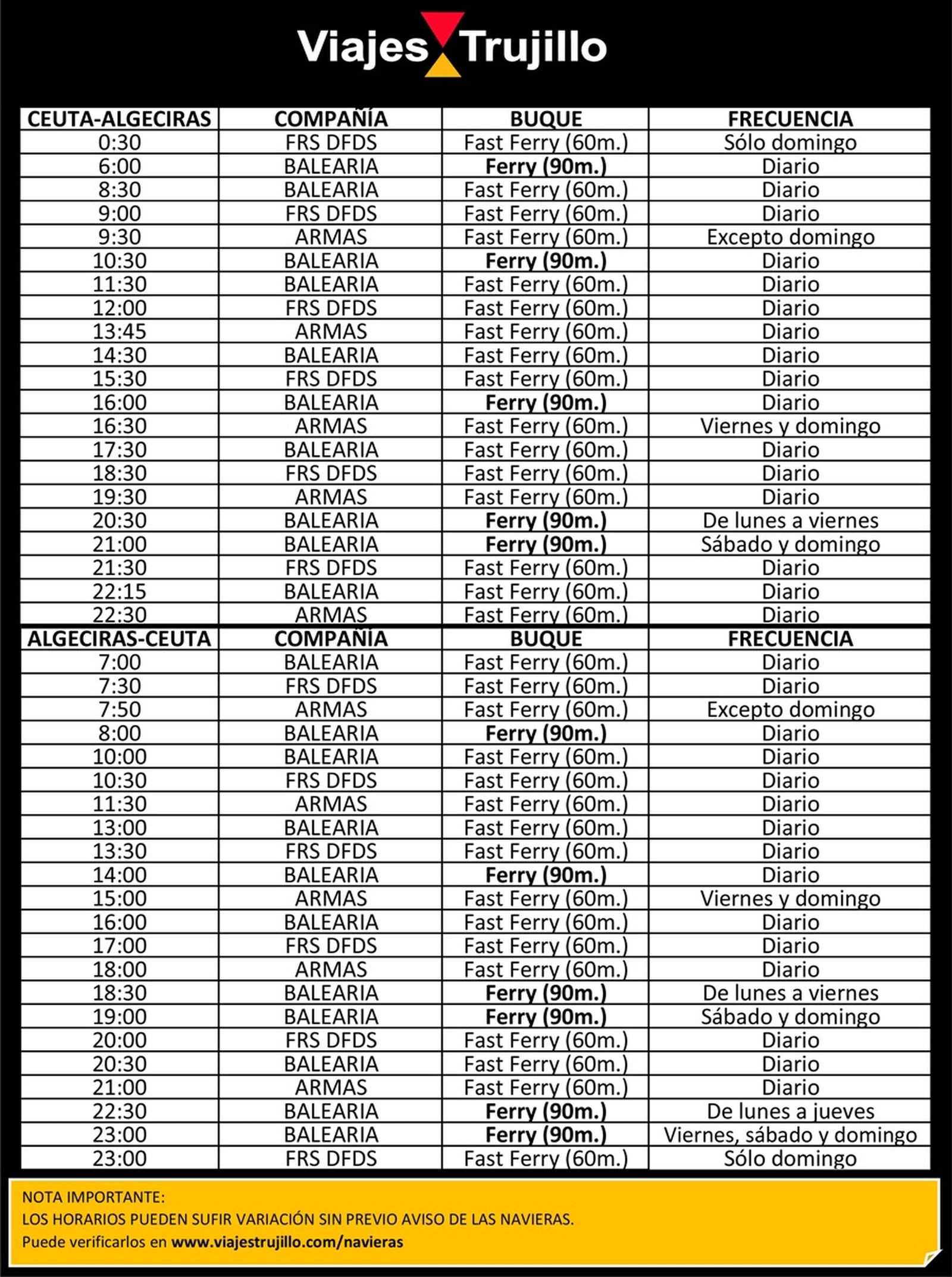 horarios ceuta algecrias